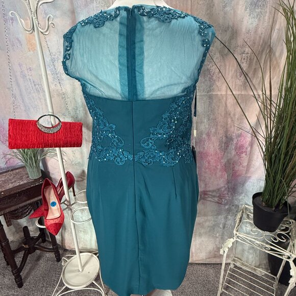 NEW πWedding Dress Teal Embroidered Beaded Mother Bride/ Groom - Evening Dress - Picture 2 of 16